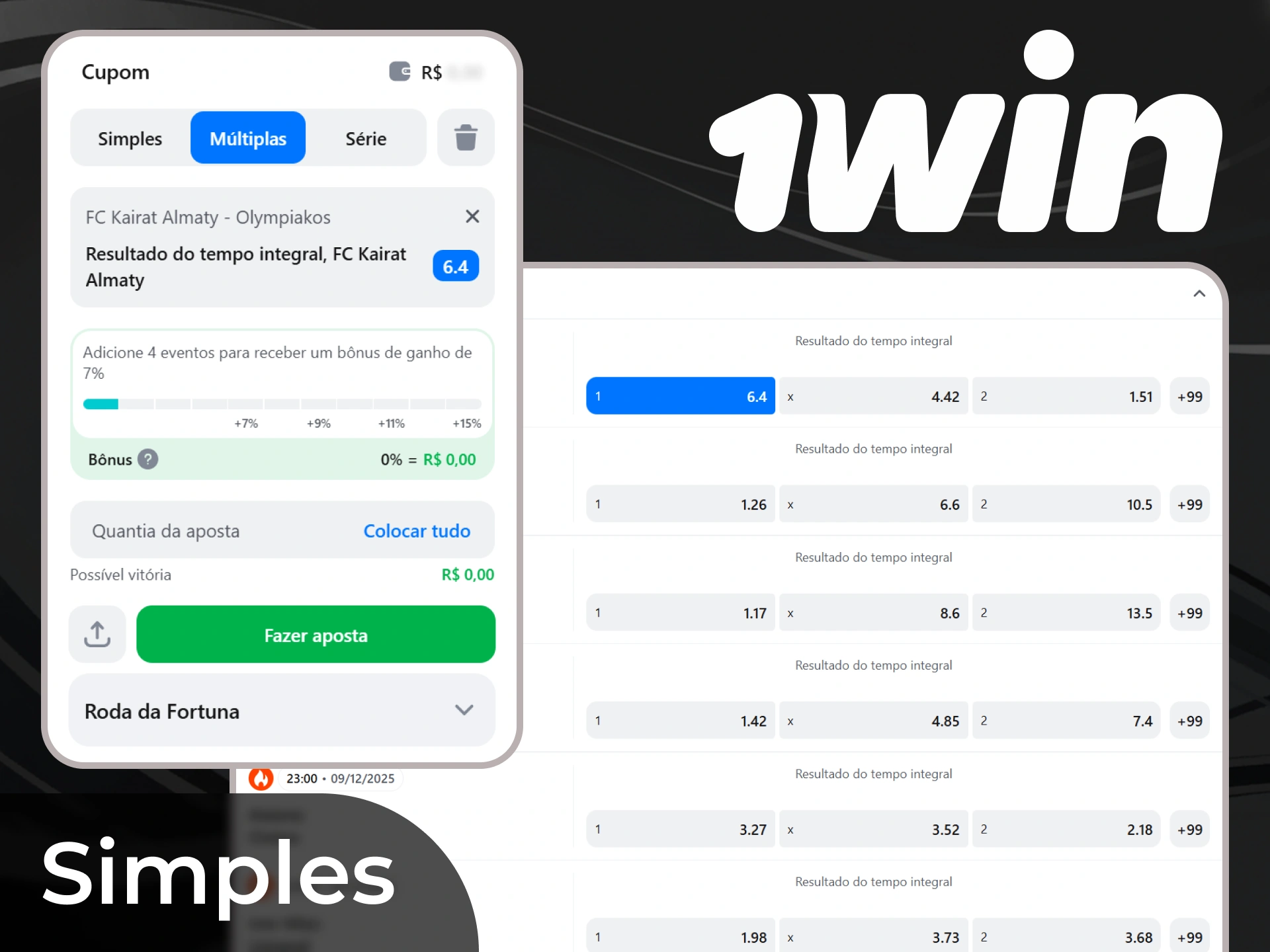 Faça apostas simples se você é novo a apostar a 1win.